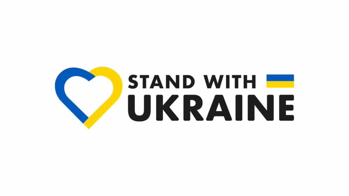 Herz in Ukrainefarben mit einer Message für das Land Ukraine